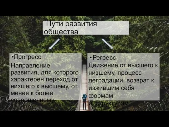 Пути развития общества Прогресс Направление развития, для которого характерен переход от