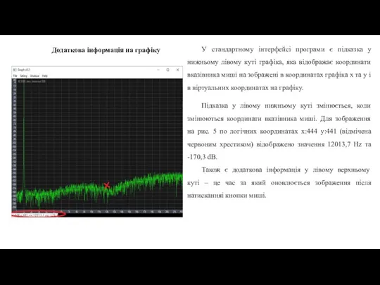 Додаткова інформація на графіку У стандартному інтерфейсі програми є підказка у