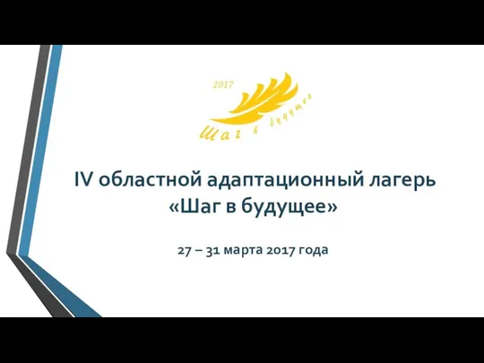 IV областной адаптационный лагерь «Шаг в будущее» 27 – 31 марта 2017 года