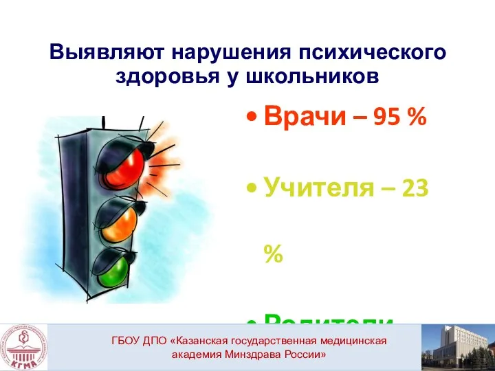 Выявляют нарушения психического здоровья у школьников Врачи – 95 % Учителя