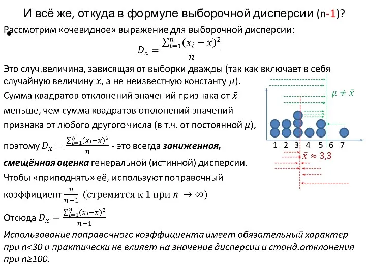 И всё же, откуда в формуле выборочной дисперсии (n-1)?