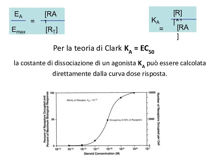 Per la teoria di Clark KA = EC50 la costante di