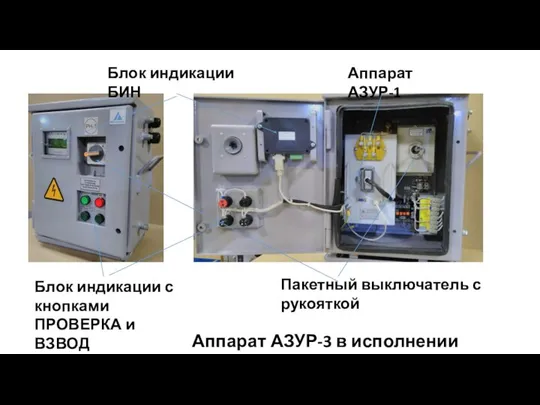 Аппарат АЗУР-3 в исполнении РН Блок индикации БИН Аппарат АЗУР-1 Пакетный