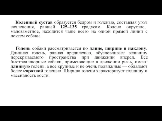 Коленный сустав образуется бедром и голенью, составляя угол сочленения, равный 125–135