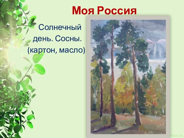 Моя Россия Солнечный день. Сосны. (картон, масло)