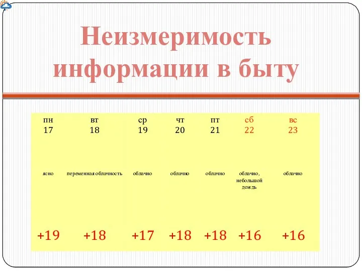 Неизмеримость информации в быту