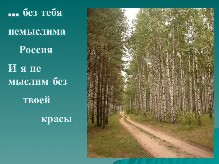 … без тебя немыслима Россия И я не мыслим без твоей красы