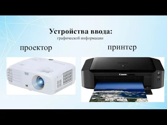 Устройства ввода: принтер графической информации проектор