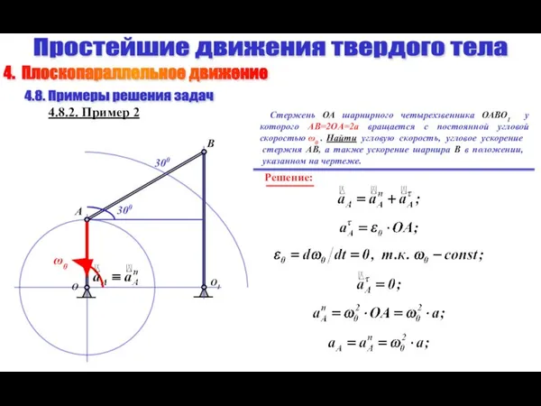 Простейшие движения твердого тела 4.8. Примеры решения задач 4.8.2. Пример 2