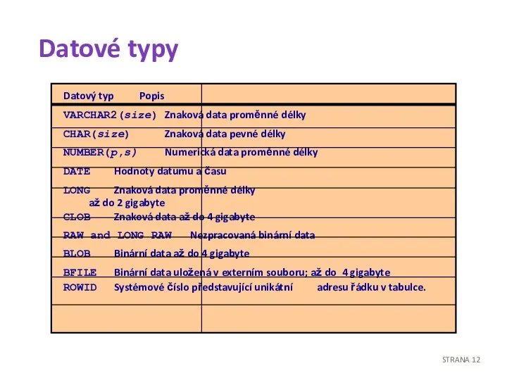 Datové typy STRANA