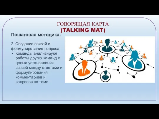 ГОВОРЯЩАЯ КАРТА (TALKING MAT) Пошаговая методика: 2. Создание связей и формулирование