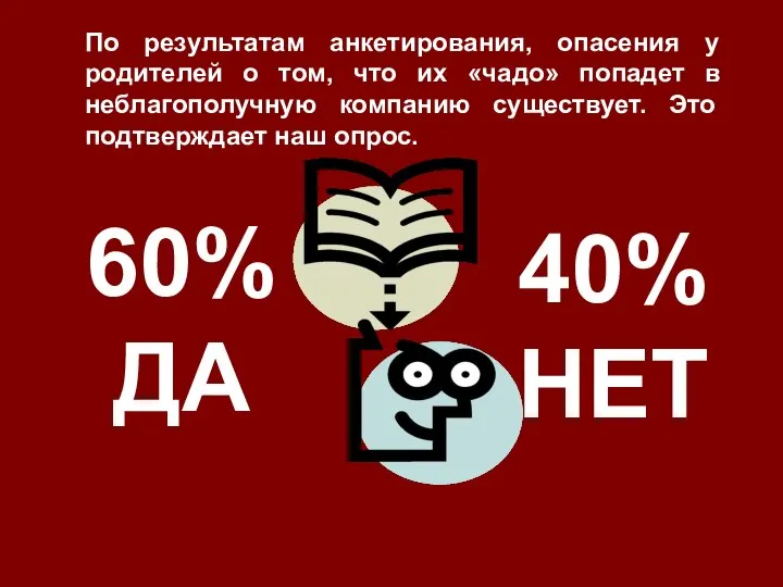 По результатам анкетирования, опасения у родителей о том, что их «чадо»