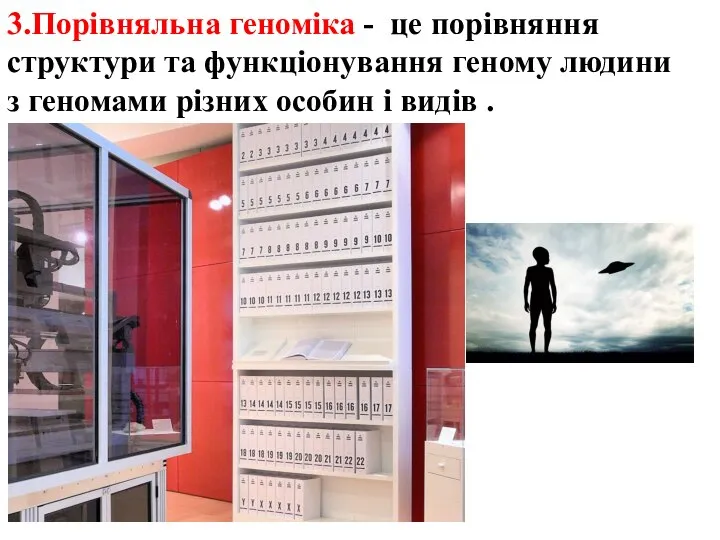 3.Порівняльна геноміка - це порівняння структури та функціонування геному людини з