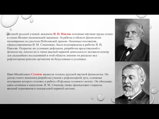 Иван Михайлович Сеченов является «отцом» русской научной физиологии. Он уделял много