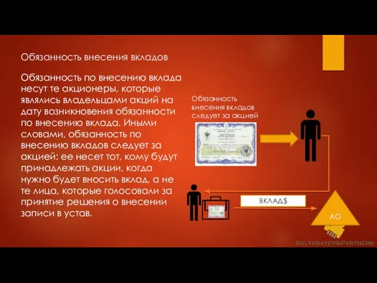 Обязанность внесения вкладов Обязанность по внесению вклада несут те акционеры, которые