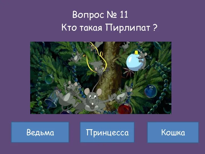 Вопрос № 11 Кто такая Пирлипат ? Ведьма Кошка Принцесса