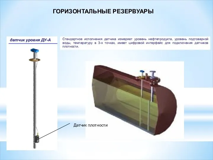 ГОРИЗОНТАЛЬНЫЕ РЕЗЕРВУАРЫ Датчик плотности