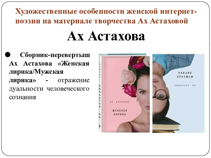 Ах Астахова Сборник-перевертыш Ах Астахова «Женская лирика/Мужская лирика» - отражение дуальности