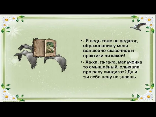 - Я ведь тоже не педагог, образование у меня волшебно-сказочное и