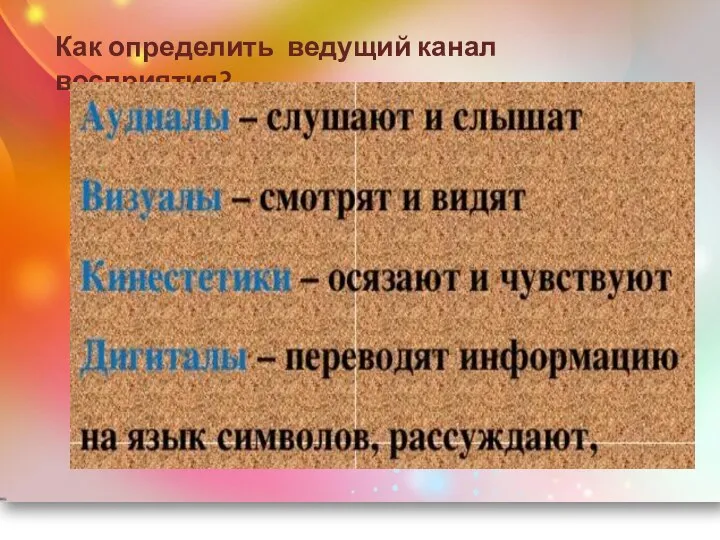 Как определить ведущий канал восприятия?