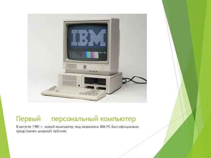 Первый персональный компьютер В августе 1981 г. новый компьютер под названием