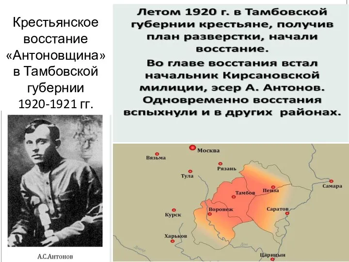 Крестьянское восстание «Антоновщина» в Тамбовской губернии 1920-1921 гг.