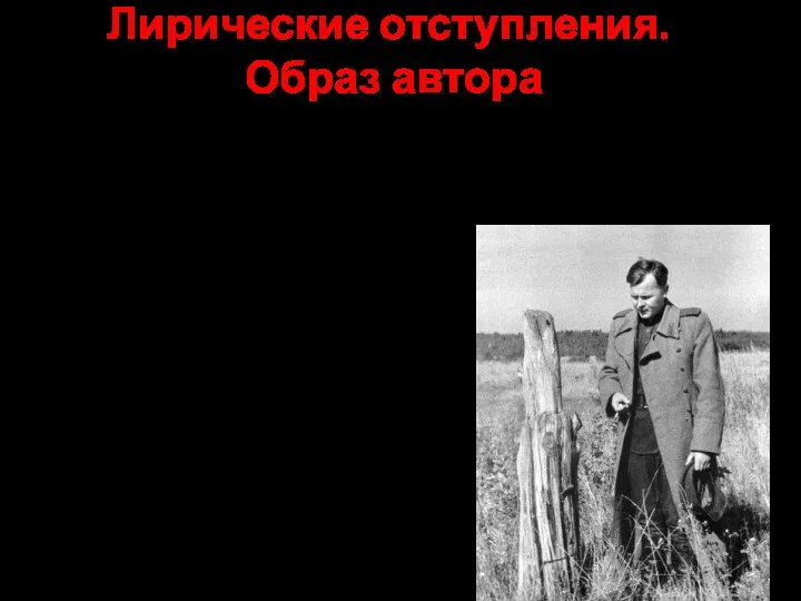 Лирические отступления. Образ автора В четырёх авторских главах-отступлениях — рассуждения о