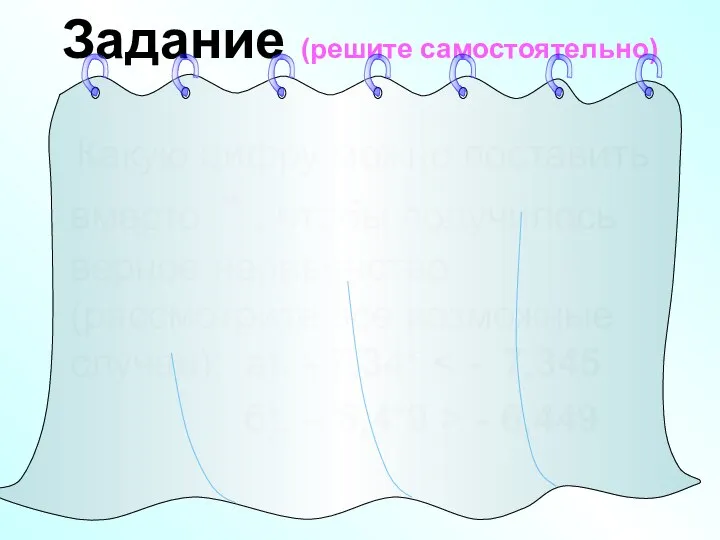 Задание (решите самостоятельно) Какую цифру можно поставить вместо * , чтобы