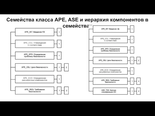 Семейства класса APE, ASE и иерархия компонентов в семействах