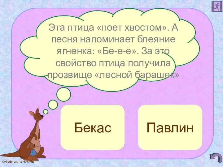 Эта птица «поет хвостом». А песня напоминает блеяние ягненка: «Бе-е-е». За