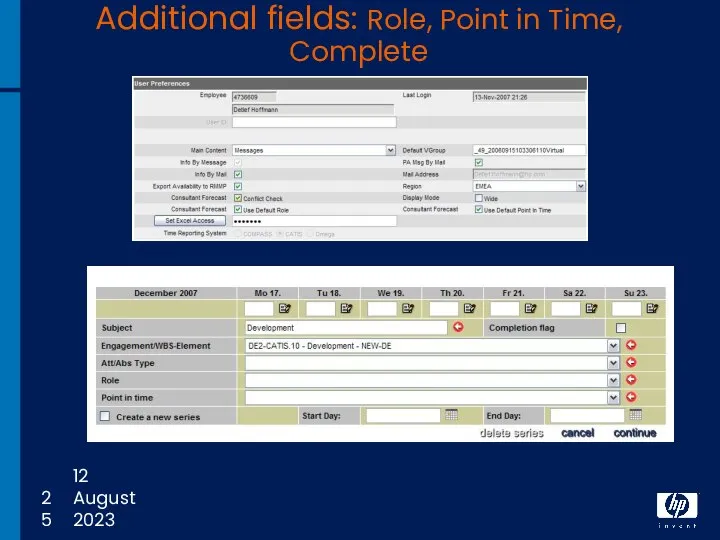 12 August 2023 Additional fields: Role, Point in Time, Complete