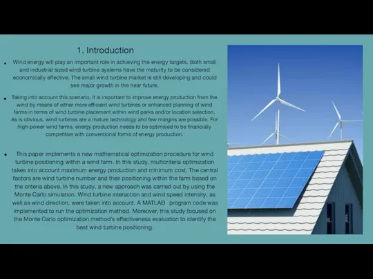 1. Introduction Wind energy will play an important role in achieving