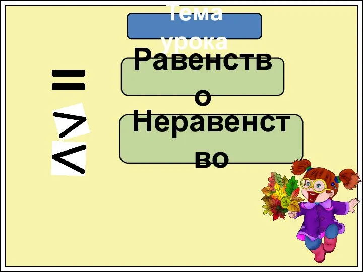 Тема урока Неравенство Равенство