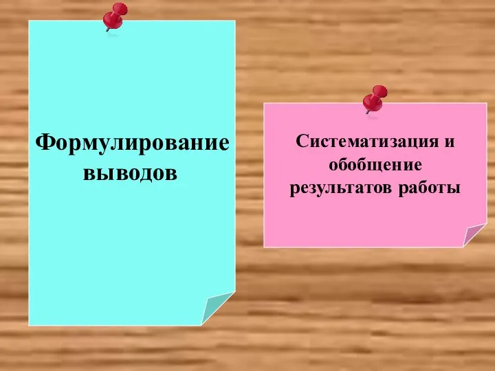 Систематизация и обобщение результатов работы Формулирование выводов