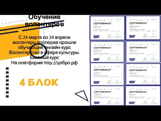 Обучение волонтеров С 24 марта по 24 апреля волонтеры колледжа прошли