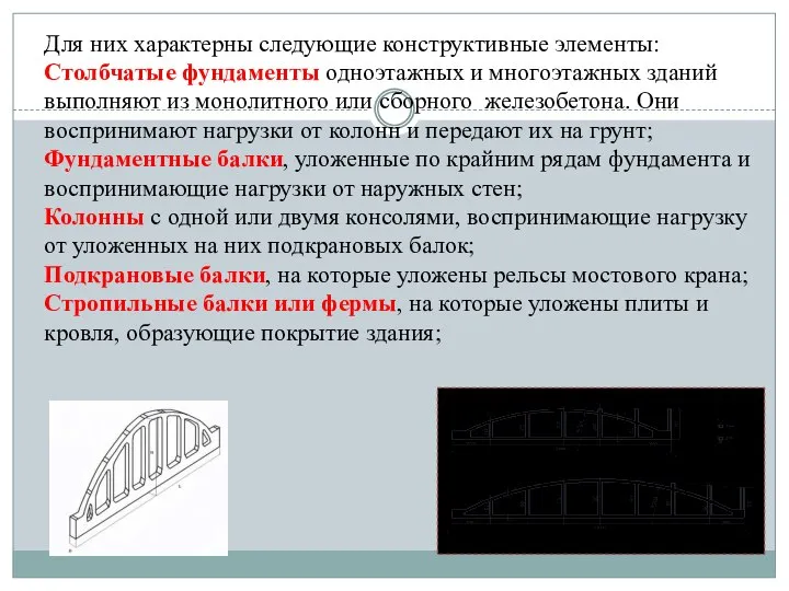 Для них характерны следующие конструктивные элементы: Столбчатые фундаменты одноэтажных и многоэтажных