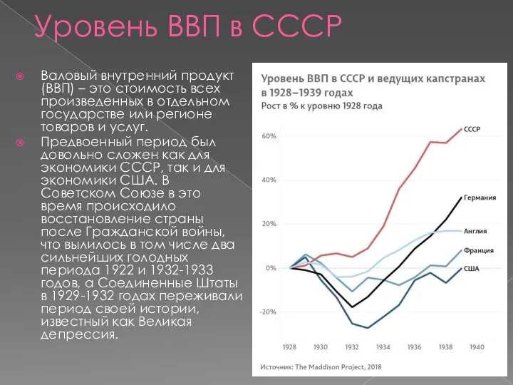 Уровень ВВП в СССР Валовый внутренний продукт (ВВП) – это стоимость