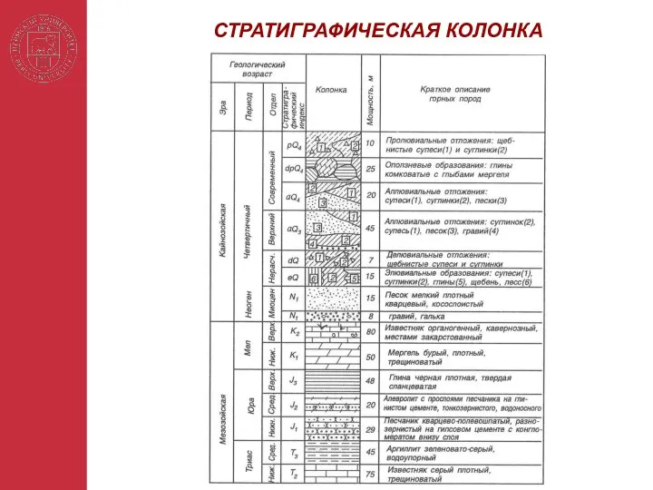 СТРАТИГРАФИЧЕСКАЯ КОЛОНКА