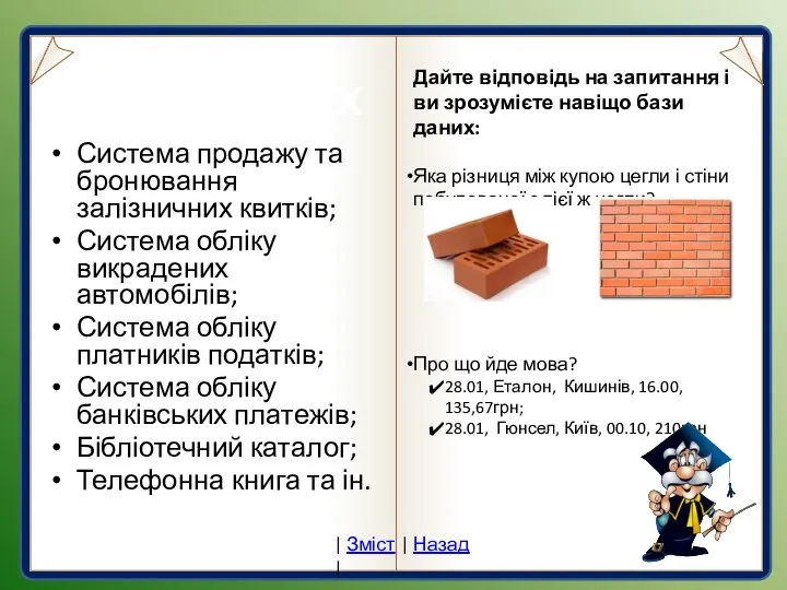 Бази даних Система продажу та бронювання залізничних квитків; Система обліку викрадених