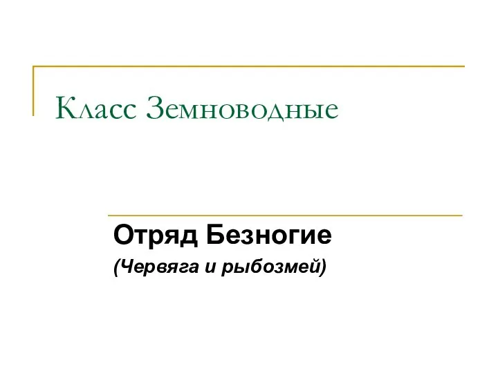 Класс Земноводные Отряд Безногие (Червяга и рыбозмей)