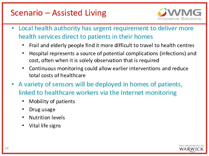 Scenario – Assisted Living Local health authority has urgent requirement to