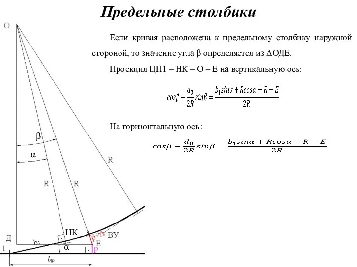 Предельные столбики Если кривая расположена к предельному столбику наружной стороной, то