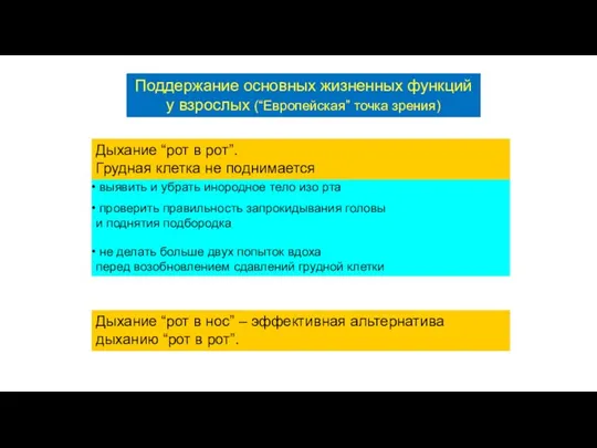 выявить и убрать инородное тело изо рта проверить правильность запрокидывания головы