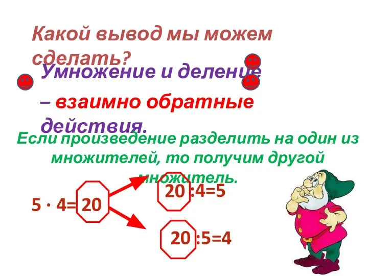 Какой вывод мы можем сделать? Умножение и деление – взаимно обратные