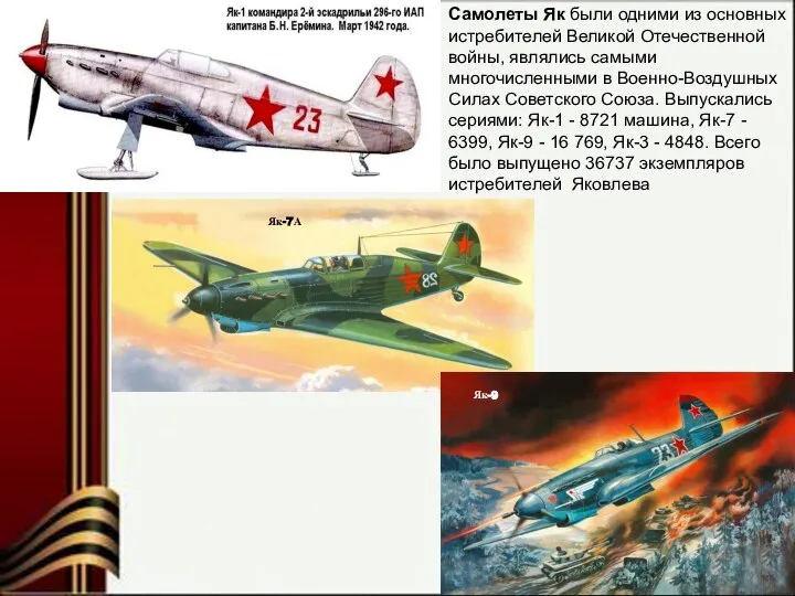 Як-7А Як-9 Самолеты Як были одними из основных истребителей Великой Отечественной