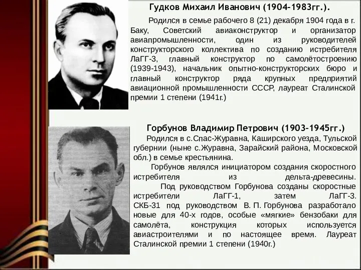 Гудков Михаил Иванович (1904-1983гг.). Родился в семье рабочего 8 (21) декабря