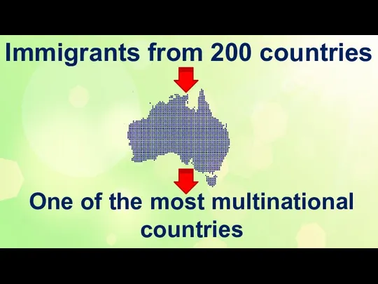 Immigrants from 200 countries One of the most multinational countries