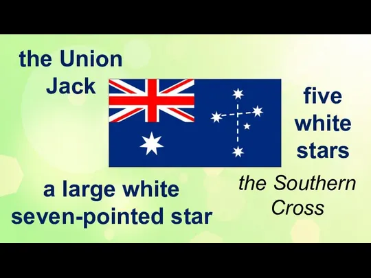 the Union Jack a large white seven-pointed star five white stars the Southern Cross