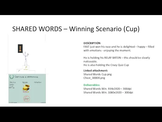 SHARED WORDS – Winning Scenario (Cup) DESCRIPTION FAST just won his