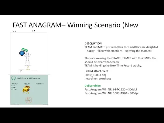 FAST ANAGRAM– Winning Scenario (New Record) DESCRIPTION TEAM and MATE just